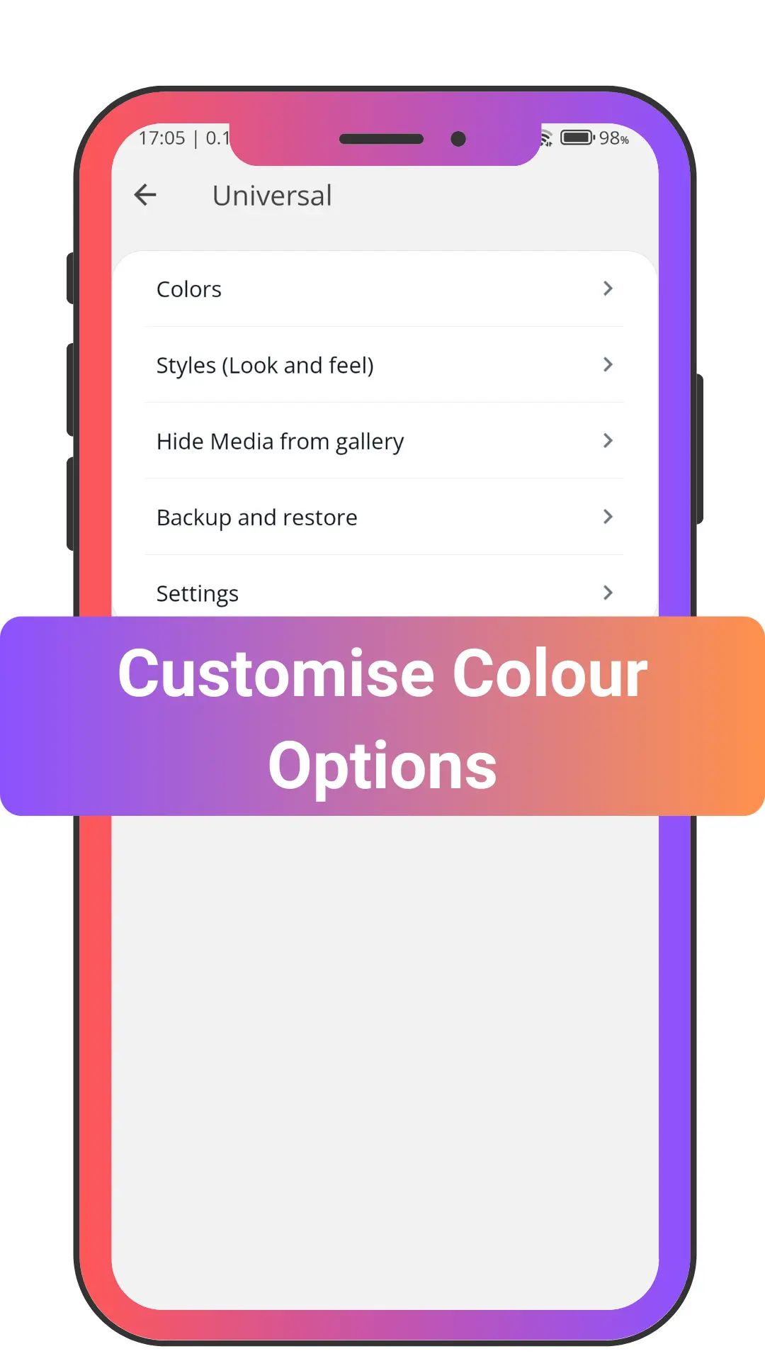 Customise Colour Options